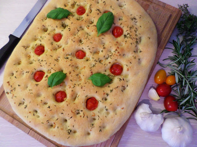 Homemade Tomato garlic Focaccia bread