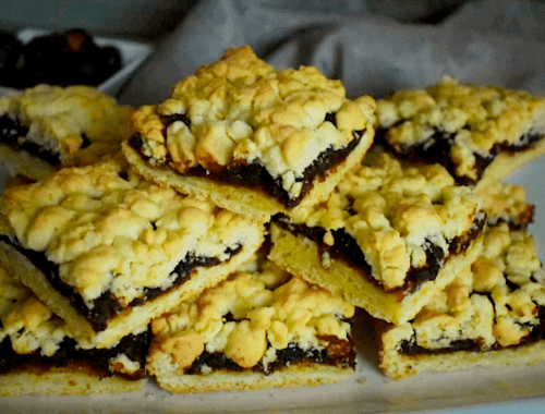 Eggless Date squares or Date slices