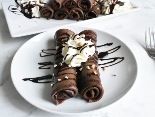 Chocolate Crepes filled with chocolate hazelnut spread
