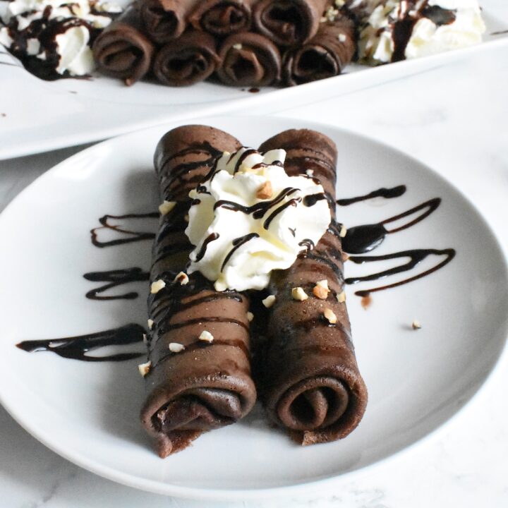 Chocolate Crepes filled with chocolate hazelnut spread