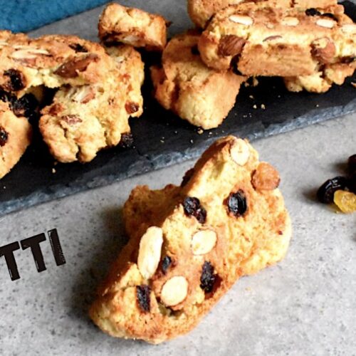 Classic Biscotti served in a black plate